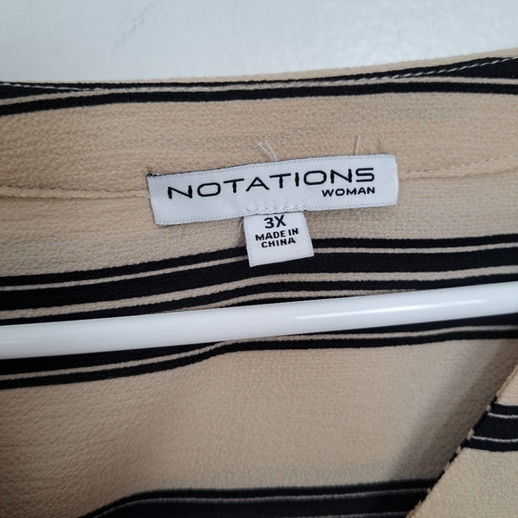 Notation Bundle Of 2 Cream Black Striped & Paisley Print Long Sleeve Shirt Sz 3X - Picture 7 of 11